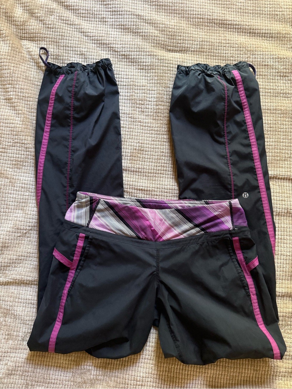 lululemon athletica Black Active Pants & Shorts Set with Purple Trim